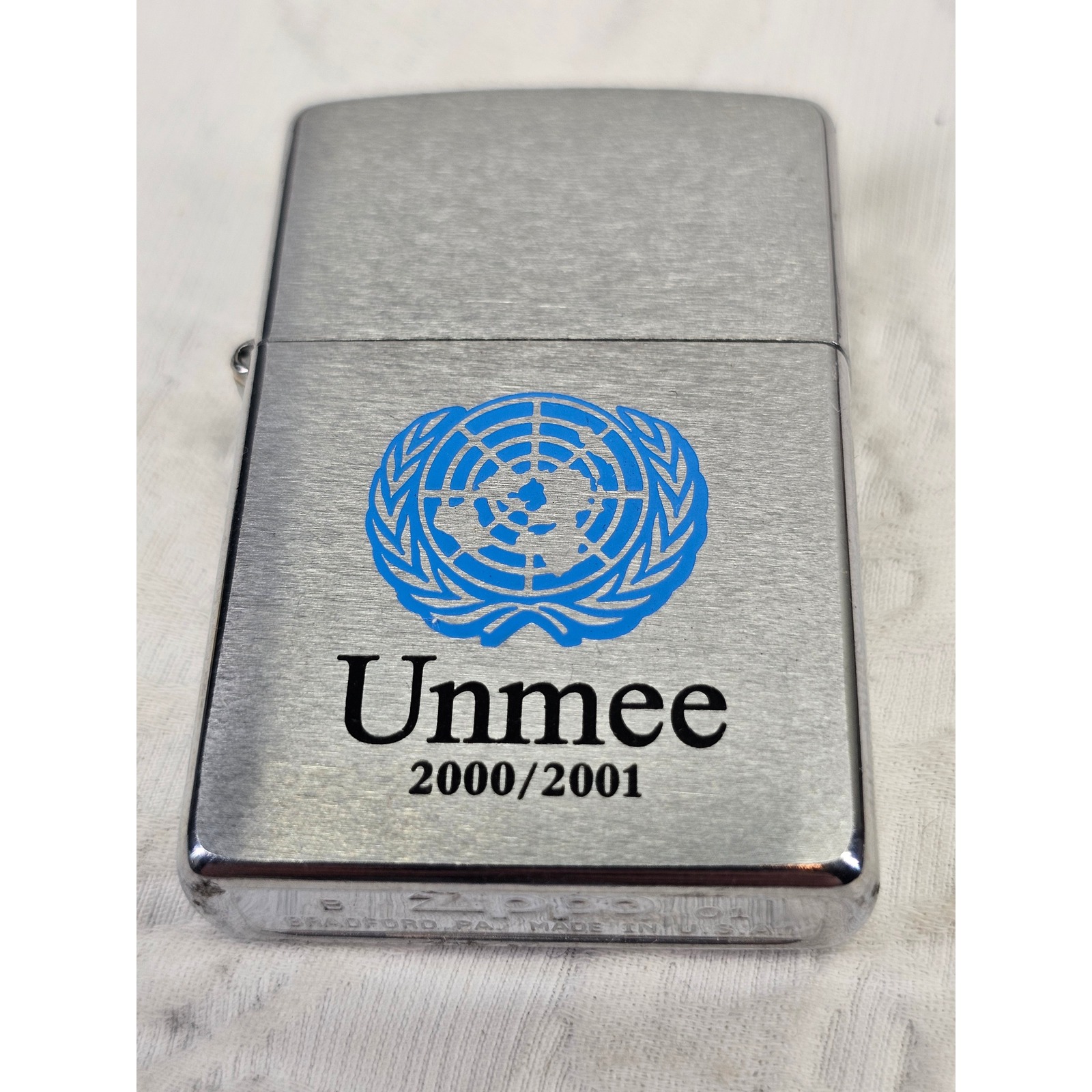 Absolute Rare Zippo Lighter Men Excellent Unmee 20002001 Brushed Chrome 2001
